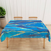 Aperturee Blue Gradient Marble Tablecloth with Faux Glitter, for Elegant, Modern, and Luxury Party Decor